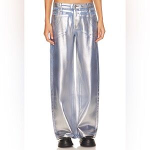 superdown Shimmering Silver Wide Leg Jeans